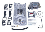Edelbrock Manifold and Carb Kit Performer SBC Vortec Natural Finish