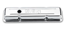 Load image into Gallery viewer, Holley SBC Chrome Valve Covers w/Holley Logo - Short