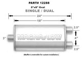 MagnaFlow Exhaust Products Stainless Muffler 3in Inlet/Dual 2.5in Out