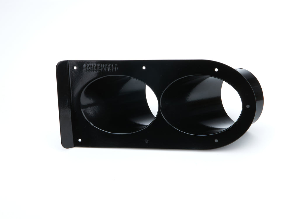 Schoenfeld Headers Pipe Shield Black Dual Outlet 3-1/2in 45 Degree