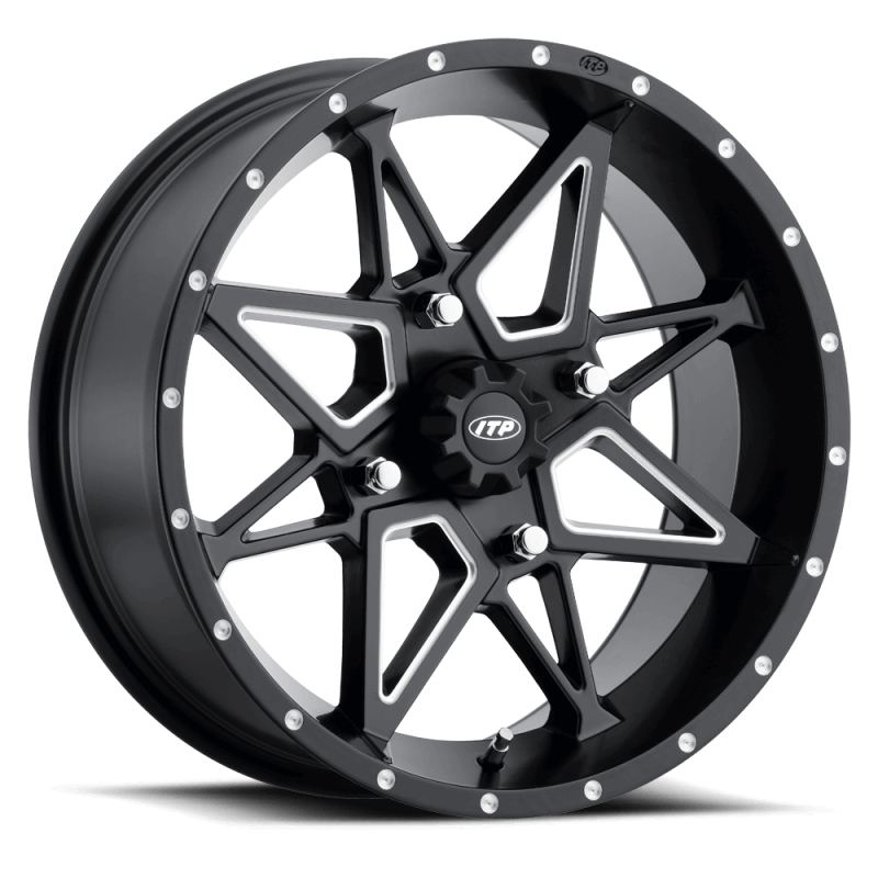 ITP Tornado 14X7 / 4x136 BP / 5+2 Offset Matte Black w/ Milled Accents Wheel